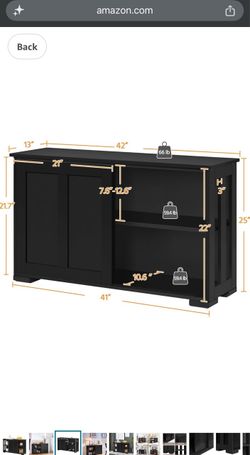 Sideboard Buffet Cabinet, Kitchen Storage Cabinet with Sliding Door and Adjustable Shelf, Stackable Cabinets Console Table for Living Room, Kitchen, D