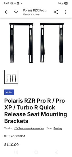 Polaris RZR Pro R / Pro XP / Turbo R Quick Release Seat Mounting Brackets (2 sets)