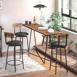 Bar Stools Set of 2, Wider Base PU Upholstered Swivel Barstools for Kitchen Island, Thick Cushion Stools with Footrest for Dining Room Kitchen Counter