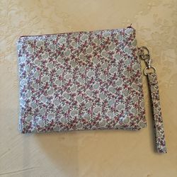 Double Zipper Tote Bag - Burgundy White, Green