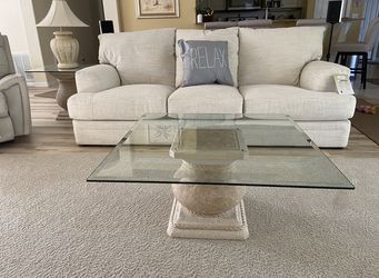 Stone and Glass Side and Cocktail Coffee tables -total of 3