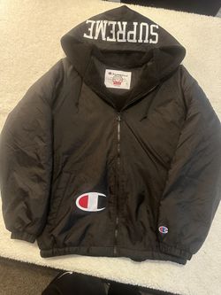 Supreme Champion Sherpa hooded, full zip up jacket size small men’s