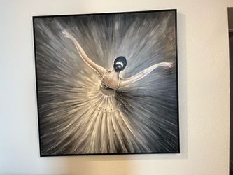 40 inches x 40 inches. Professionally framed art print on canvas embellished with gem/ stones
