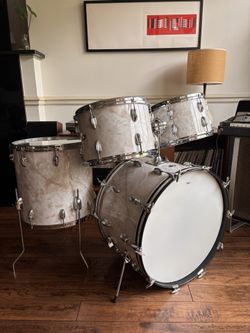Vintage 1970s Slingerland 4 Piece Drum Kit 22/12/13/16 Niles Badge Vertigo Grey