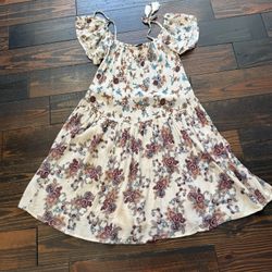 Aqua Floral Print Ruffled Mini Dress Size XS
