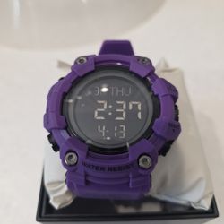 Activa Purple Sport Digital Wristwatch Water-Resistant Backlight 