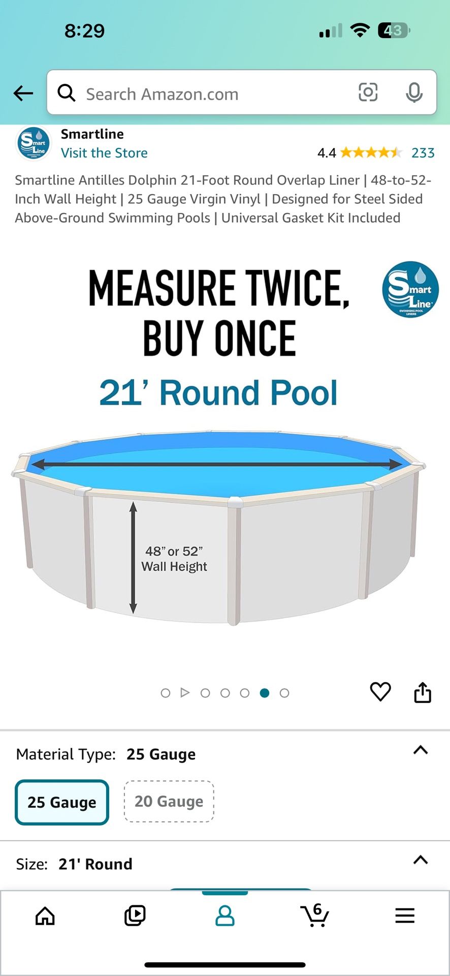 21' Ft Round Overlap Pool Liner (Only Liner Not Pool)