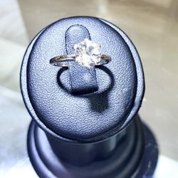 Sterling Silver Octagon Zirconia Solitaire Ring 