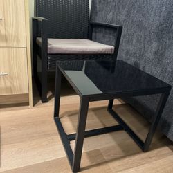  Patio Chair & Black Glass Table Set 