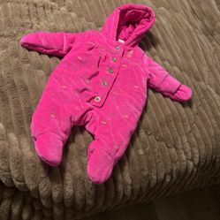 Baby Hot Pink Onesie Hoodie Plush Mittens