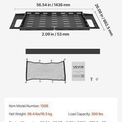 Rear Trunk Cargo Rack with Net 2021-2026 Ford Bronco 4 Door Hardtops (Exclude Bronco Sport), 300 lbs Capacity, Carbon Steel Basket Tray Interior Stora