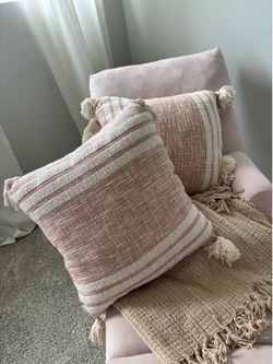Boho Throw Pillows (Set of 2) – HomeGoods | Gently Loved | Neutral Red/Rust Tones