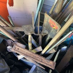 Yard Tools Used Whole Trash Can 