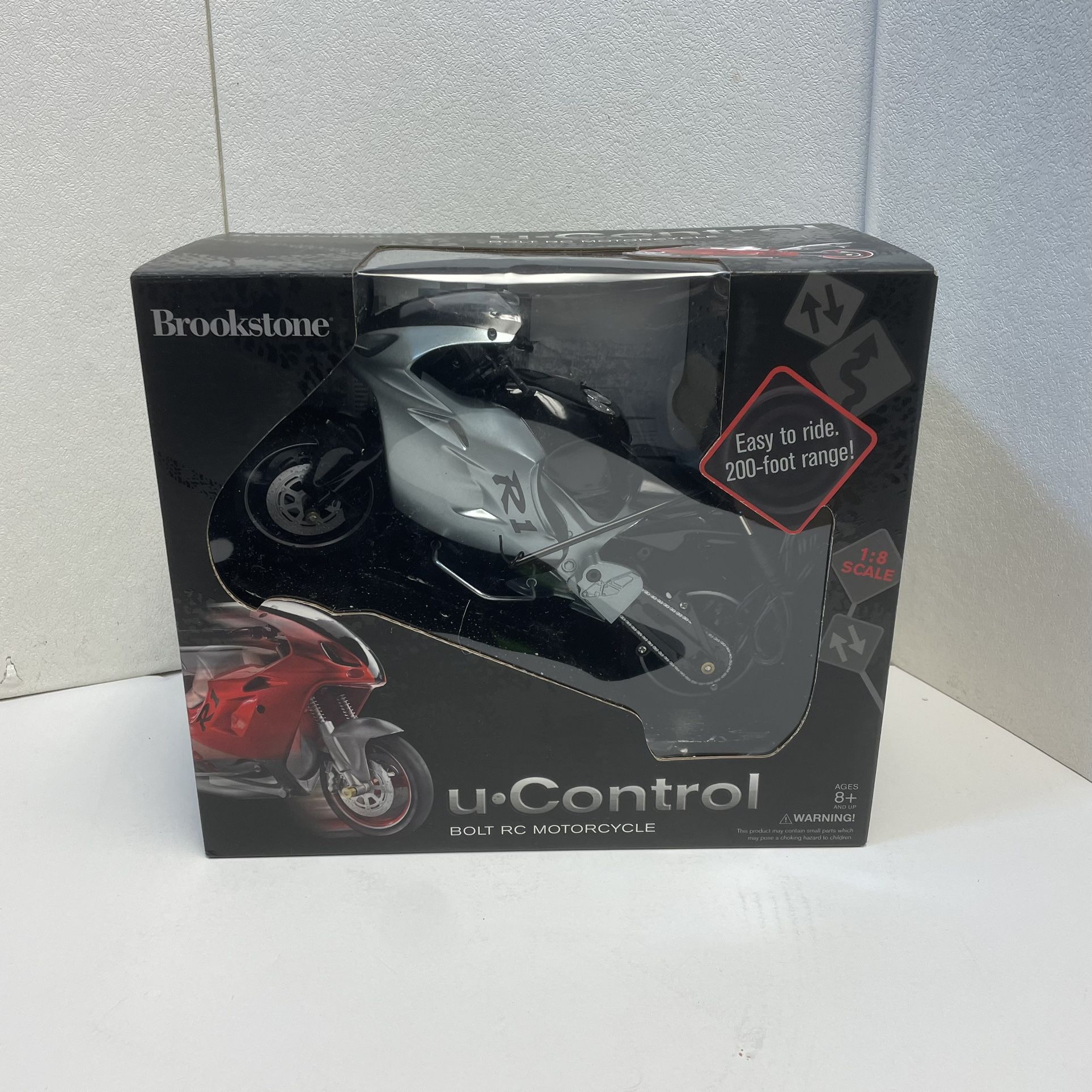 Brookstone U Control Bolt RC Remote Control Motorcycle Bike - Black - New
