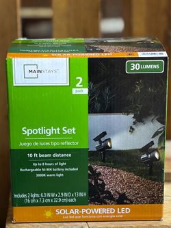Solar powered black LED landscape spot light 30 lumens weatherproof (2 pack)