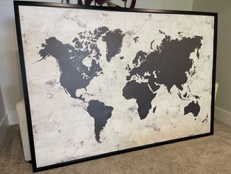 /// BLACK & WHITE WORLD MAP WALL ART ///