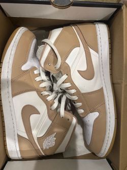 Air Jordan 1 Mid “Linen” / White & Tan – Like New w/ Box