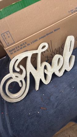 2 off white / gold glitter Noel signs.