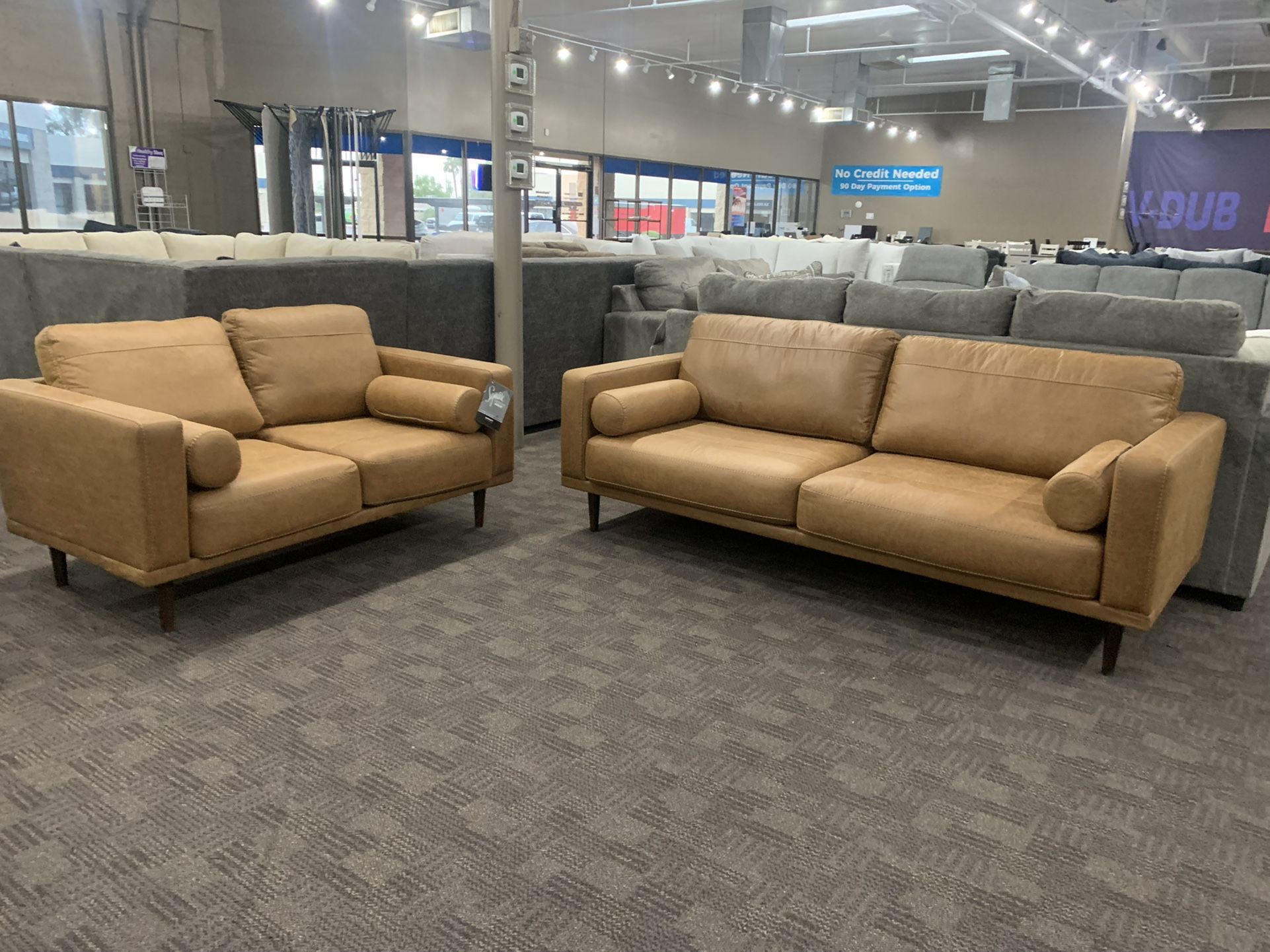 Modern Camel Sofa And Love Seat