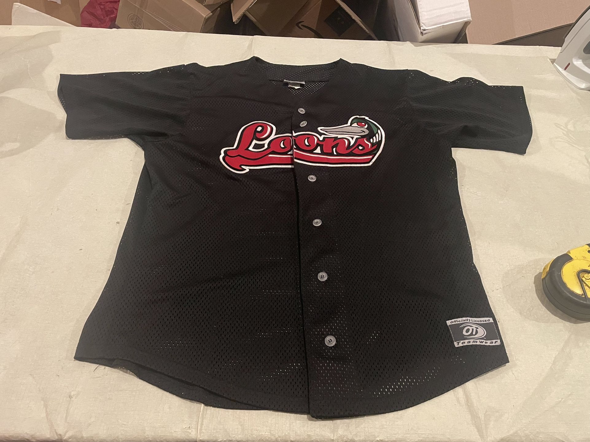 Great Lakes Loons Black Mens Large La Dodgers Clean Sewn Midwest Ot Baseball Midland, Michigan