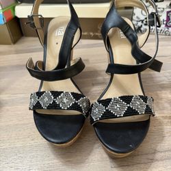Beaded Black Heel Sandal