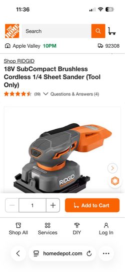 RIDGID 18V Brushless Cordless 1/4 Sheet Sander