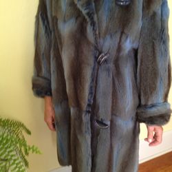 Real Fur Coat Custom Blue Dyed Fur In Size Large 