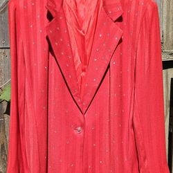 Vintage Marshall Rousso Red Rhinestone Blazer Women Size 

S
