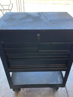 Black Metal Rolling Tool Cart with Drawers