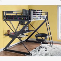 FULL BLACK METAL LOFT BUNK BED