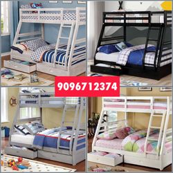 Twin Full White Bunkbed With Ortho Mattress Included