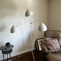 Serge Mouille Style White Tripod Floor Lamp