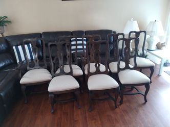 8henredon dining chairs high end walnut with checkered tan seats