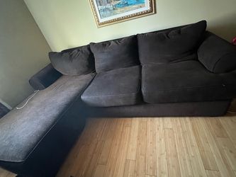 Dark Brown Fabric Sectional Sofa with Chaise