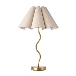 KUNJOULAM Small Table Lamp, Bedside Nightstand Lamp With Umbrella Form Fabric Lampshade, Morden Mini Desk Lamp For Bedroom Home Office Decor