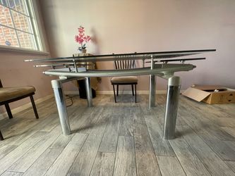 Stainless steel tempered glass dining table