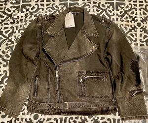 BALMAIN Paris Crach Double Rider Mens Denim Jacket  