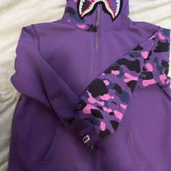 Bape Hoodie Purple Half Color Size M