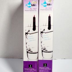 (Lot Of 2) Sealed Aqualutio Water Refrigerator Black Replacement Filters AL-1187. Damaged boxes. The image shows Aqualutio AL-1187 refrigerator replac