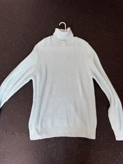 Light Blue Knit Turtleneck Sweater