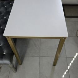 White And Gold End Table 