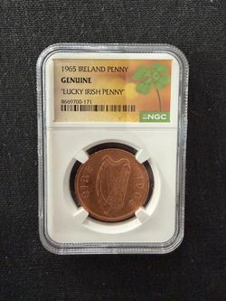 1965 IRELAND PENNY GENUINE "LUCKY IRISH PENNY" graded by NGC