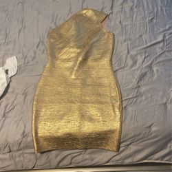 Gold One Shoulder Dress Size Large