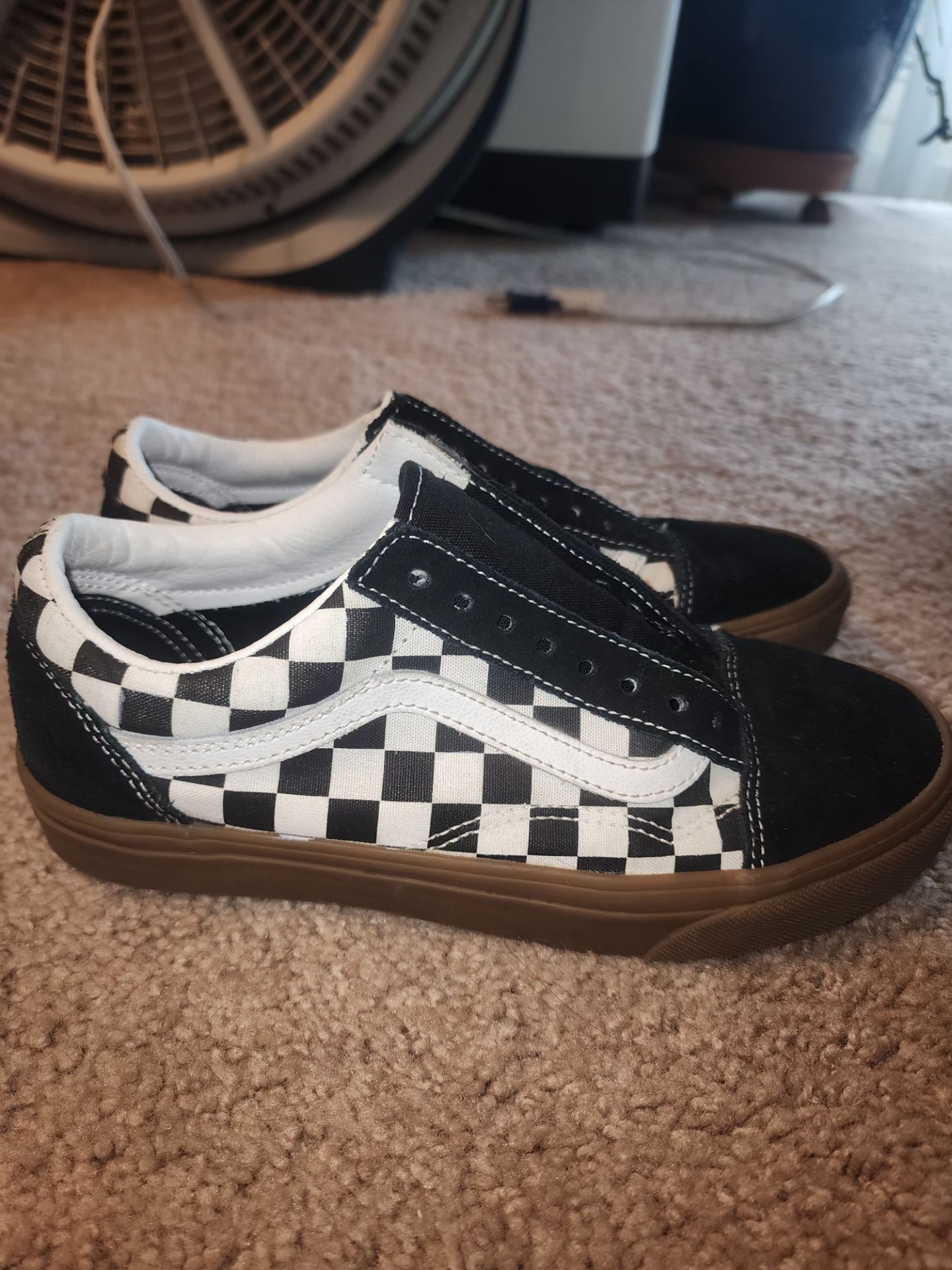 Vans Old Skool Checkerboard Sneakers Black White Skate Shoes 6.5y
