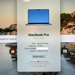 16” MacBook Pro M1 32GB Ram 1TB SSD