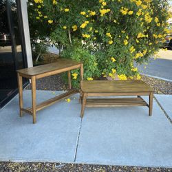 MCM Wood Coffee And Console Table Set ( Can Deliver For $10 )