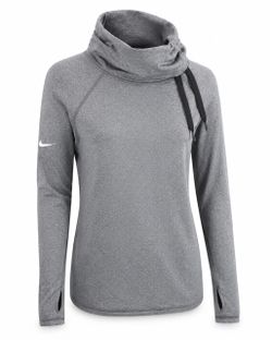 Nike Pro Dri-FIT Women’s XL Gray Cowl Neck Hoodie Thumbholes Running Training