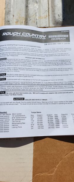 Gm 2019 4wd 1500 3"lift Kit