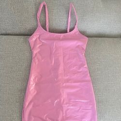 Pink PU Leather Dress