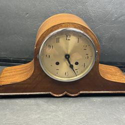 Antique Mantel Clock  German Art Deco Mission Oak Tambour Mantel Shelf Clock